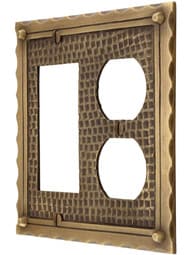 Bungalow Style Duplex / GFI Combination Switch Plate In Antique Brass.